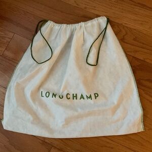 LONGCHAMP DUST BAG.   25” W X 19” H.  White & Green.